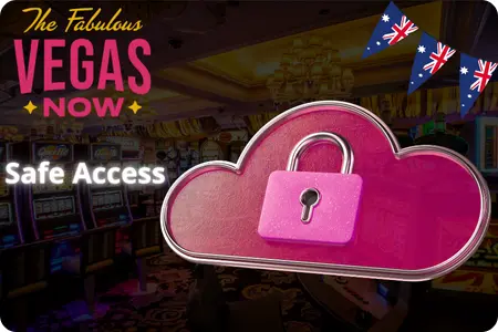 VegasNow casino login illustration with padlock for secure Australian access
